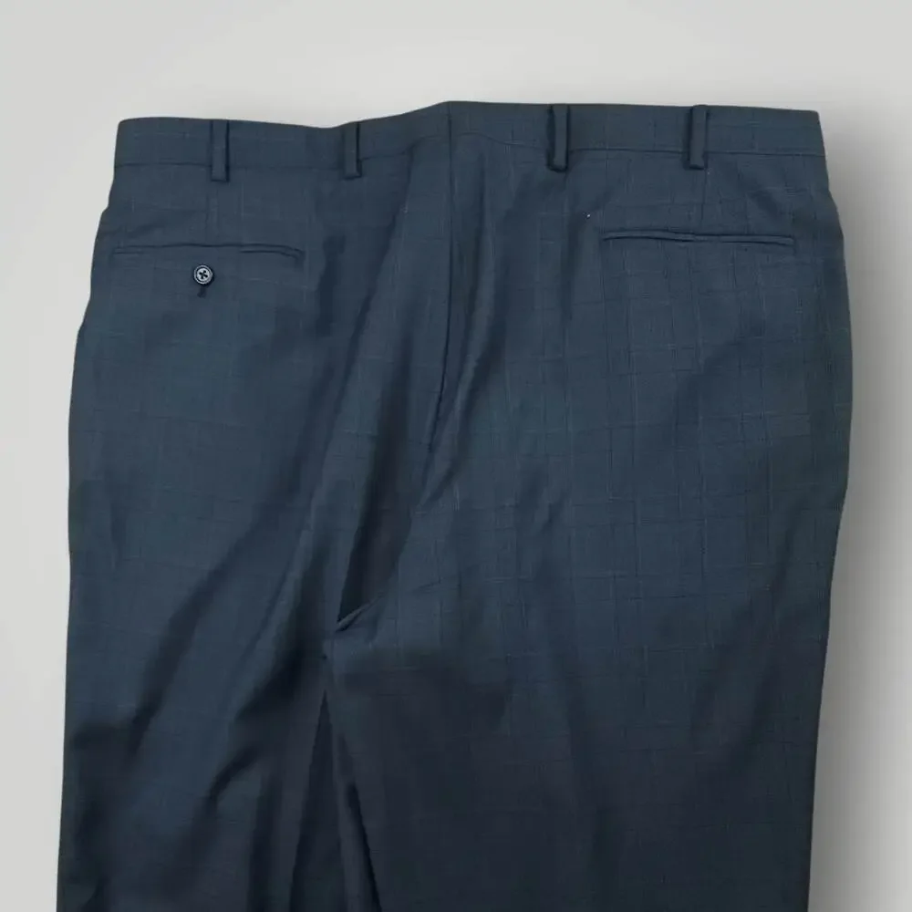 Jos A Bank Suit Mens 46L/41R Wool Classic Fit Wool Prince of Wales Check Blue